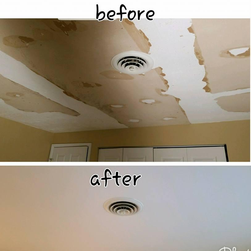 before and after drywall ceiling finish