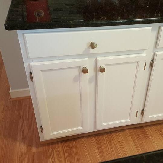 newly installed below counter kitchen cabinets